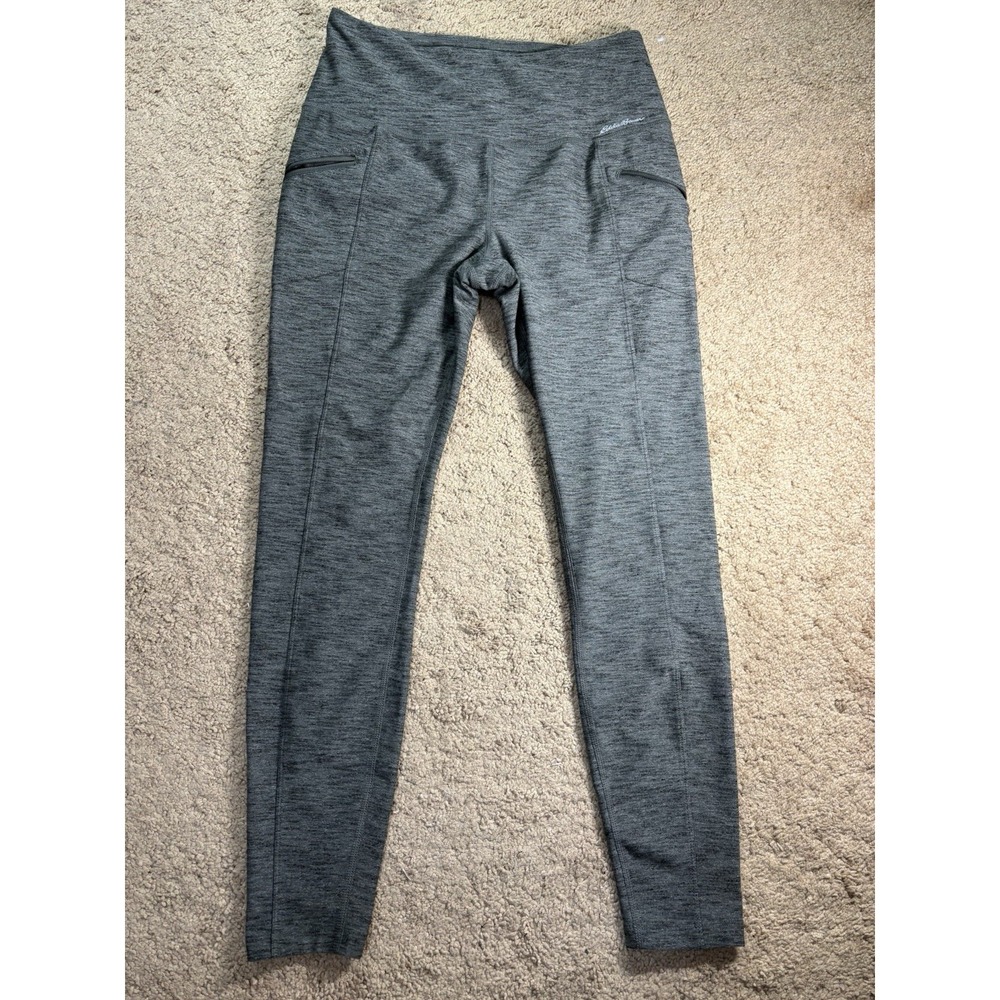 Eddie Bauer Trail Tight Legging Pants Women Medium Zippered Pockets Green Hiking